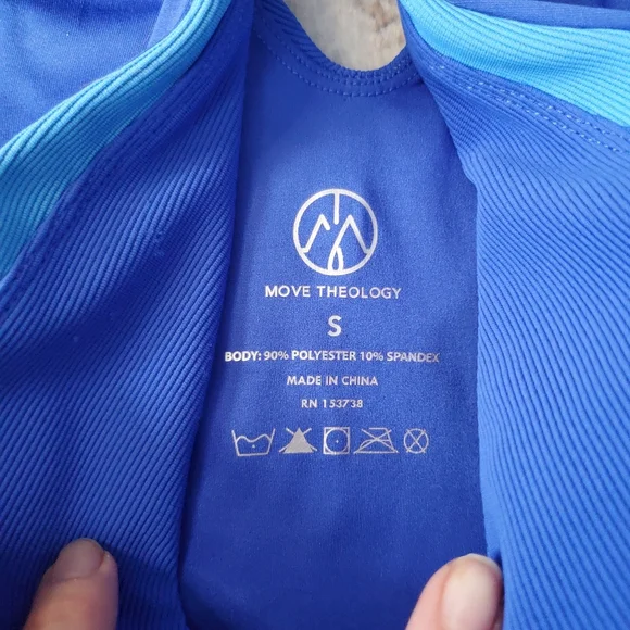 Move Theology Blue Ribbed Leggings- Size Small - Picture 3 of 9